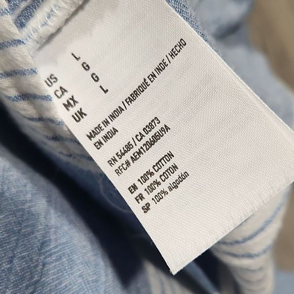 Blue & White Striped American Eagle Outfitter Boho Batwing Top - Picture 7 of 7